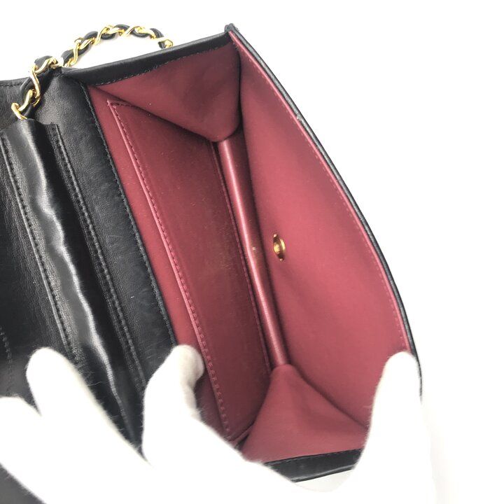 Chanel CC Logo Mini Quilted Push Lock Full Flap Leather Chain Shoulder Bag Black — view 8