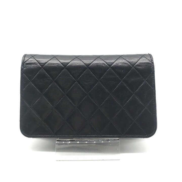 Chanel CC Logo Mini Quilted Push Lock Full Flap Leather Chain Shoulder Bag Black — view 2