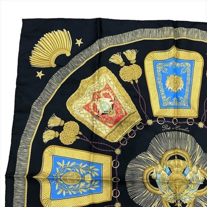 Hermes Silk Scarf Carre 90 Saber Decoration Bag Military Uniform Motif Black — view 4