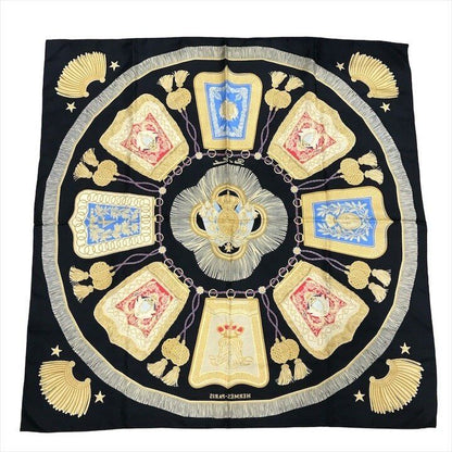 Hermes Silk Scarf Carre 90 Saber Decoration Bag Military Uniform Motif Black — view 2