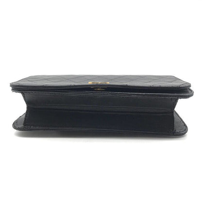 Chanel CC Logo Quilted Push Lock Full Flap Leather Chain Shoulder Bag Black — view 3