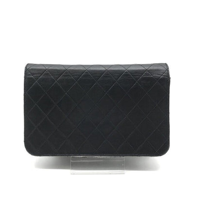 Chanel CC Logo Quilted Push Lock Full Flap Leather Chain Shoulder Bag Black — view 2