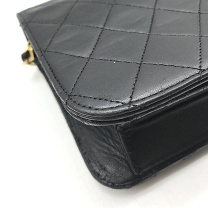 Chanel CC Logo Quilted Push Lock Full Flap Leather Chain Shoulder Bag Black — view 4