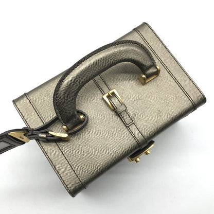 Prada Saffiano Leather Gold Vanity Hand Bag Case — view 7