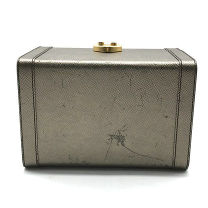 Prada Saffiano Leather Gold Vanity Hand Bag Case — view 4