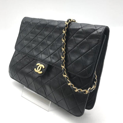 Chanel CC Logo Quilted Push Lock Leather Chain Shoulder Bag Black — view 2