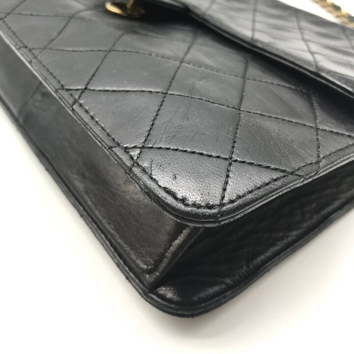 Chanel CC Logo Quilted Push Lock Leather Chain Shoulder Bag Black — view 5