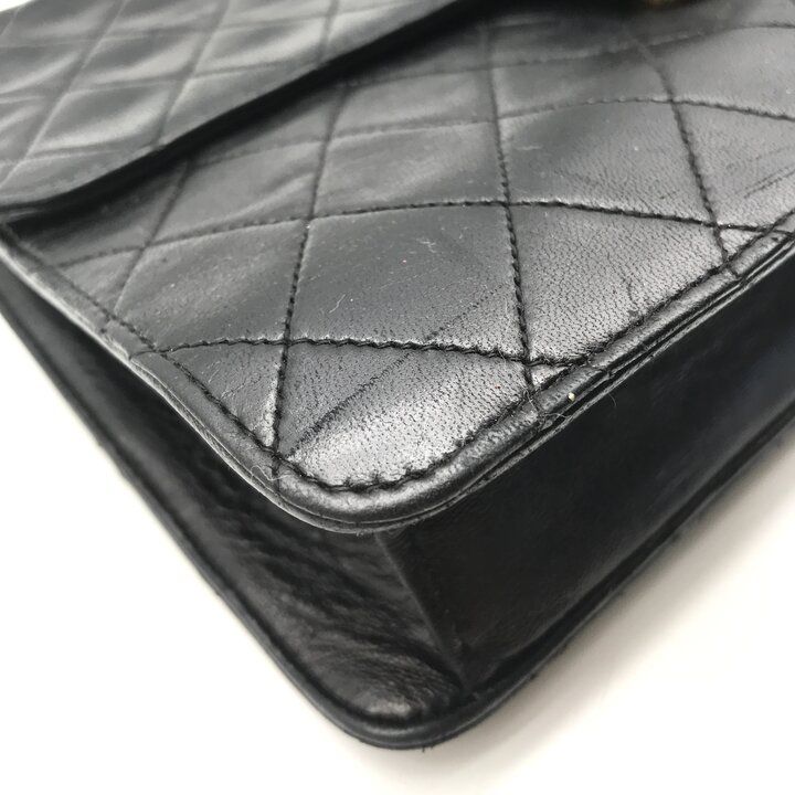Chanel CC Logo Quilted Push Lock Leather Chain Shoulder Bag Black — view 4