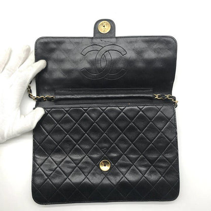 Chanel CC Logo Quilted Push Lock Leather Chain Shoulder Bag Black — view 7