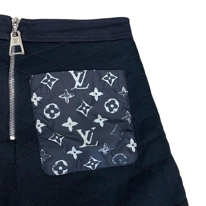 Louis Vuitton Quilted Mini Skirt Trapezoid Monogram Pattern Patch Pocket Cotton — view 3