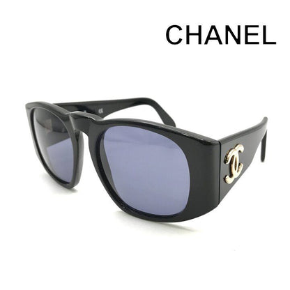 Chanel CC Logo Sunglasses Lens Blue Black Gold Eyewear