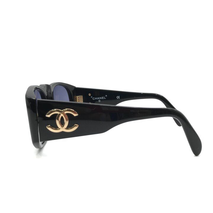 Chanel CC Logo Sunglasses Lens Blue Black Gold Eyewear — view 4