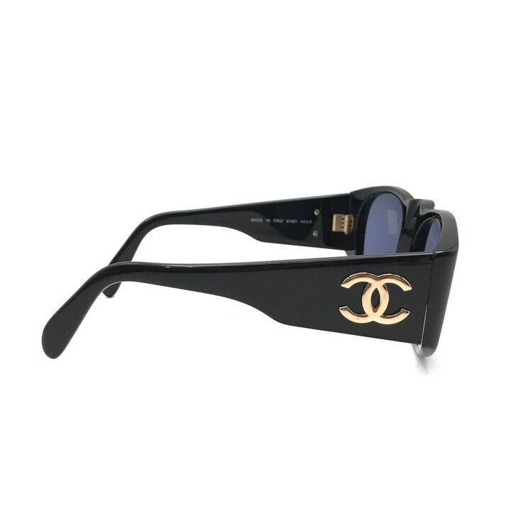 Chanel CC Logo Sunglasses Lens Blue Black Gold Eyewear — view 5