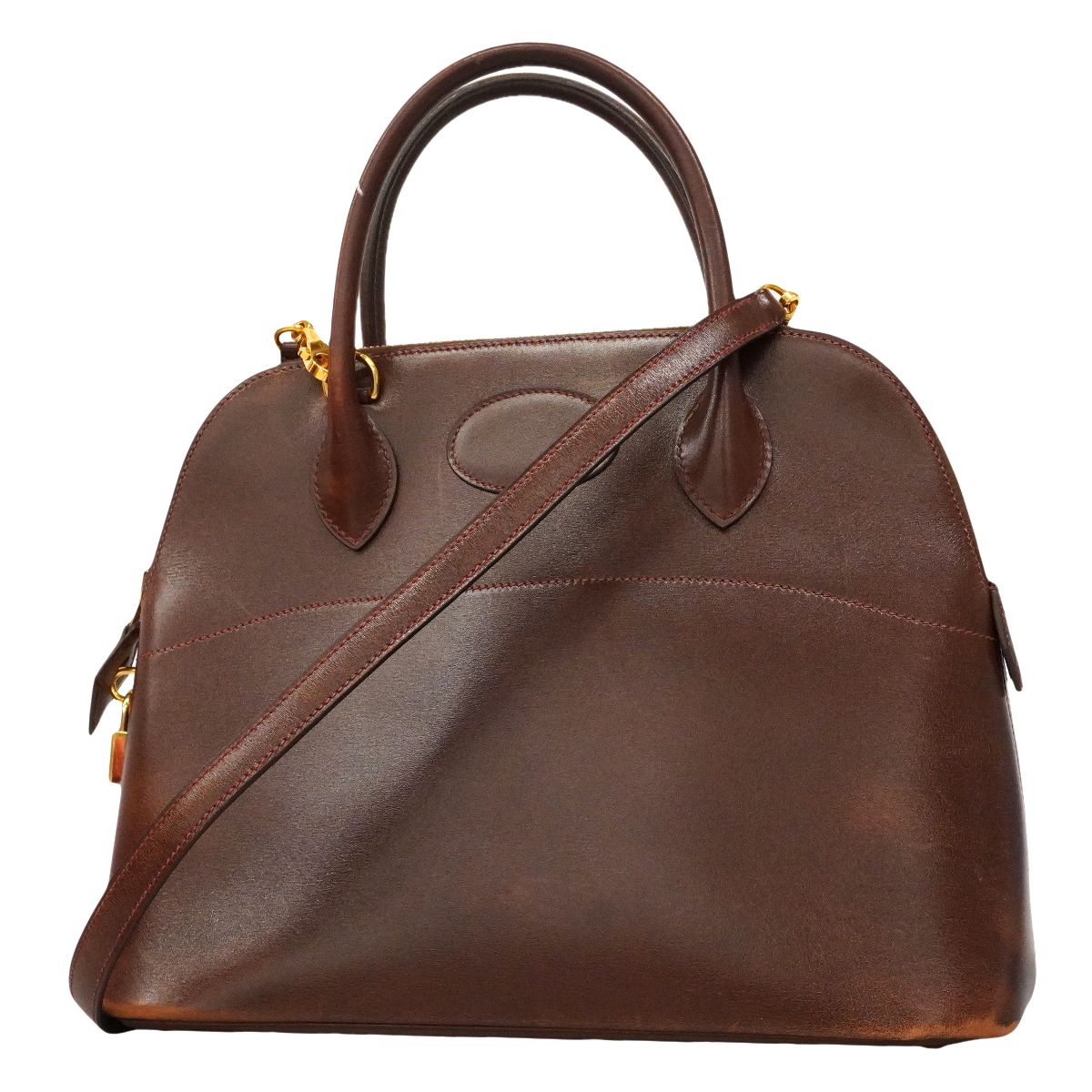 Hermes Handbag Bolide 31 Box Calf Brulee Gold 2-Way