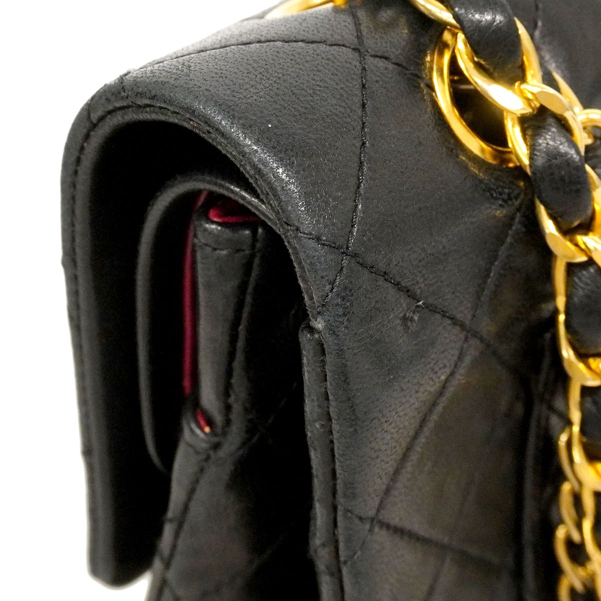 Chanel Shoulder Bag Quilted Lambskin Black Gold — view 6