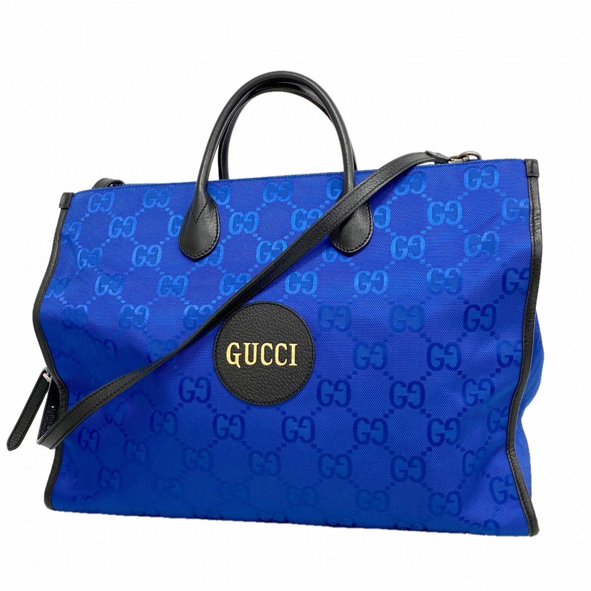 Gucci Tote Nylon Blue Silver 2-Way