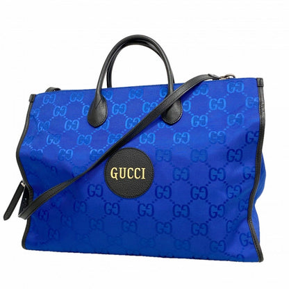 Gucci Tote Nylon Blue Silver 2-Way
