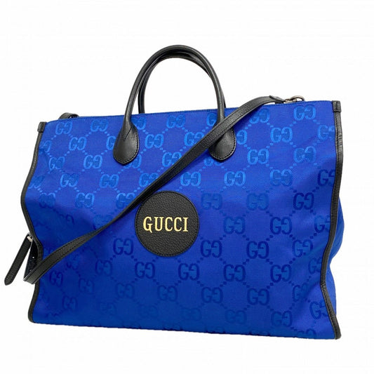 Gucci Tote Nylon Blue Silver 2-Way