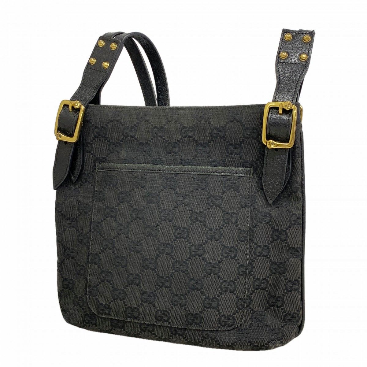 Gucci Shoulder Bag GG Canvas Black Gold