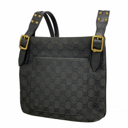 Gucci Shoulder Bag GG Canvas Black Gold