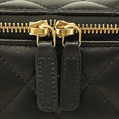 Chanel Vanity Bag Quilted Lambskin Black Chien Panning Gold 2-Way — view 8