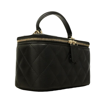 Chanel Vanity Bag Quilted Lambskin Black Chien Panning Gold 2-Way — view 2