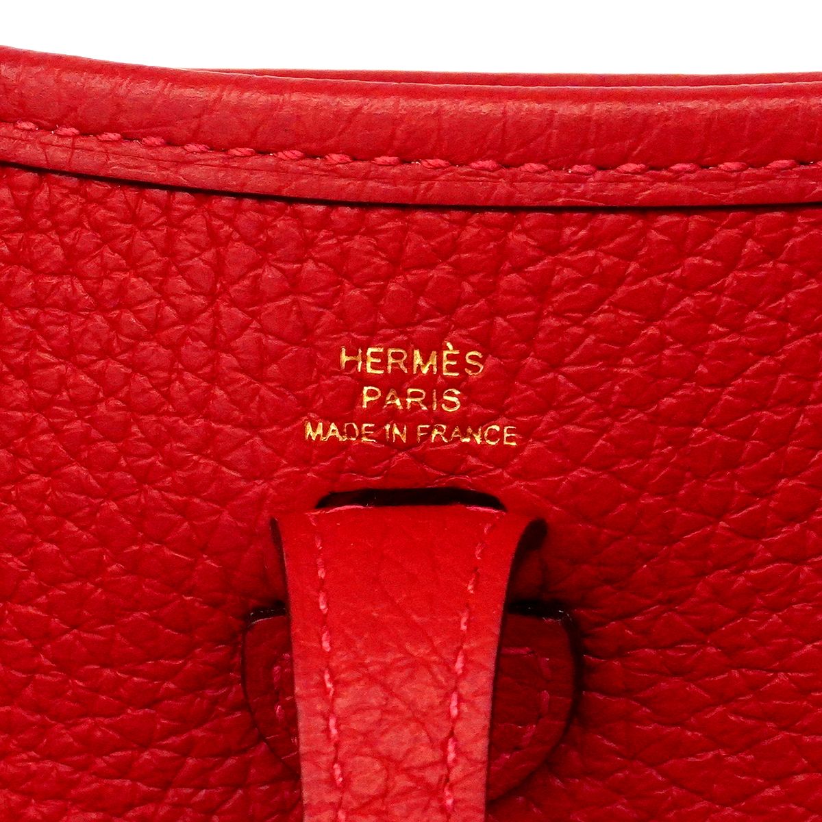 Hermes Shoulder Bag Evelyne TPM Taurillon Clemence Rouge Vif Gold — view 5