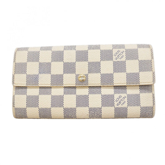 Louis Vuitton Wallet Damier Azur Portefeuille Sarah White