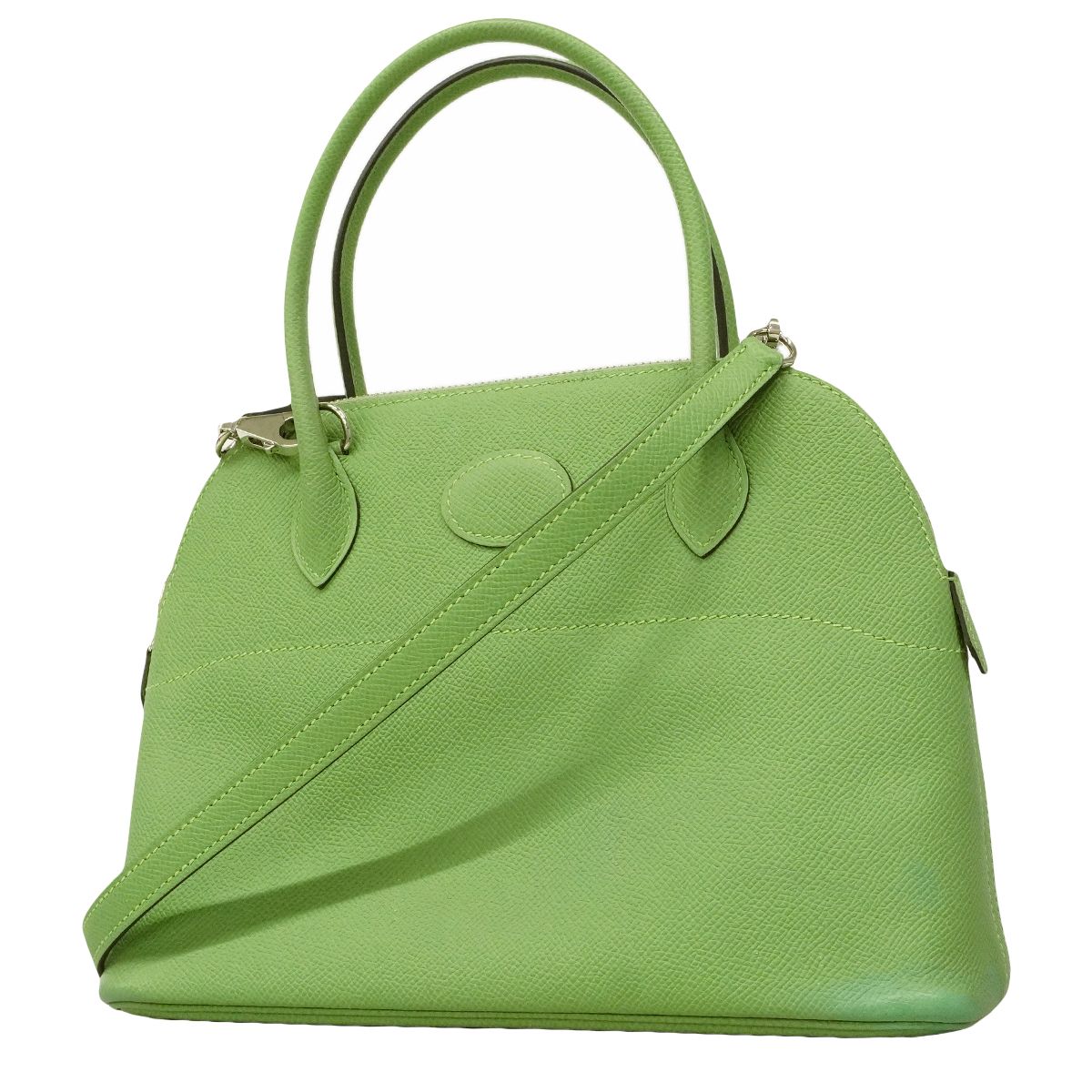 Hermes Handbag Bolide 26 Veau Epsom Vert Cricket Silver 2-Way