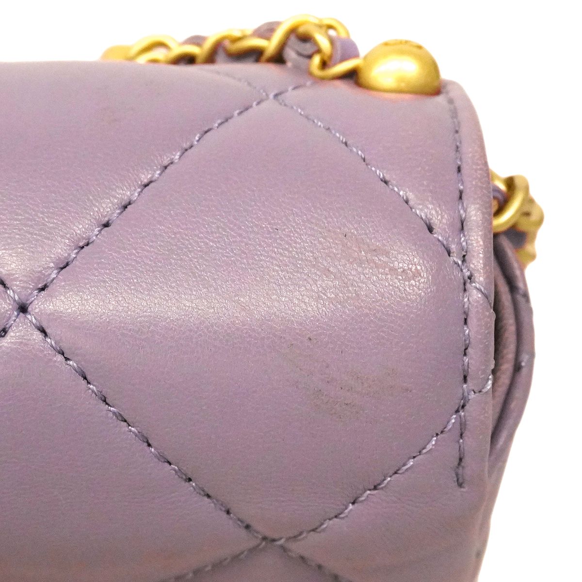 Chanel Shoulder Bag Quilted Lambskin Purple Gold — view 7