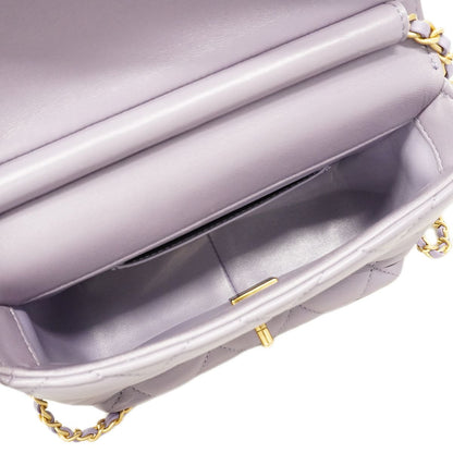 Chanel Shoulder Bag Quilted Lambskin Purple Gold — view 4