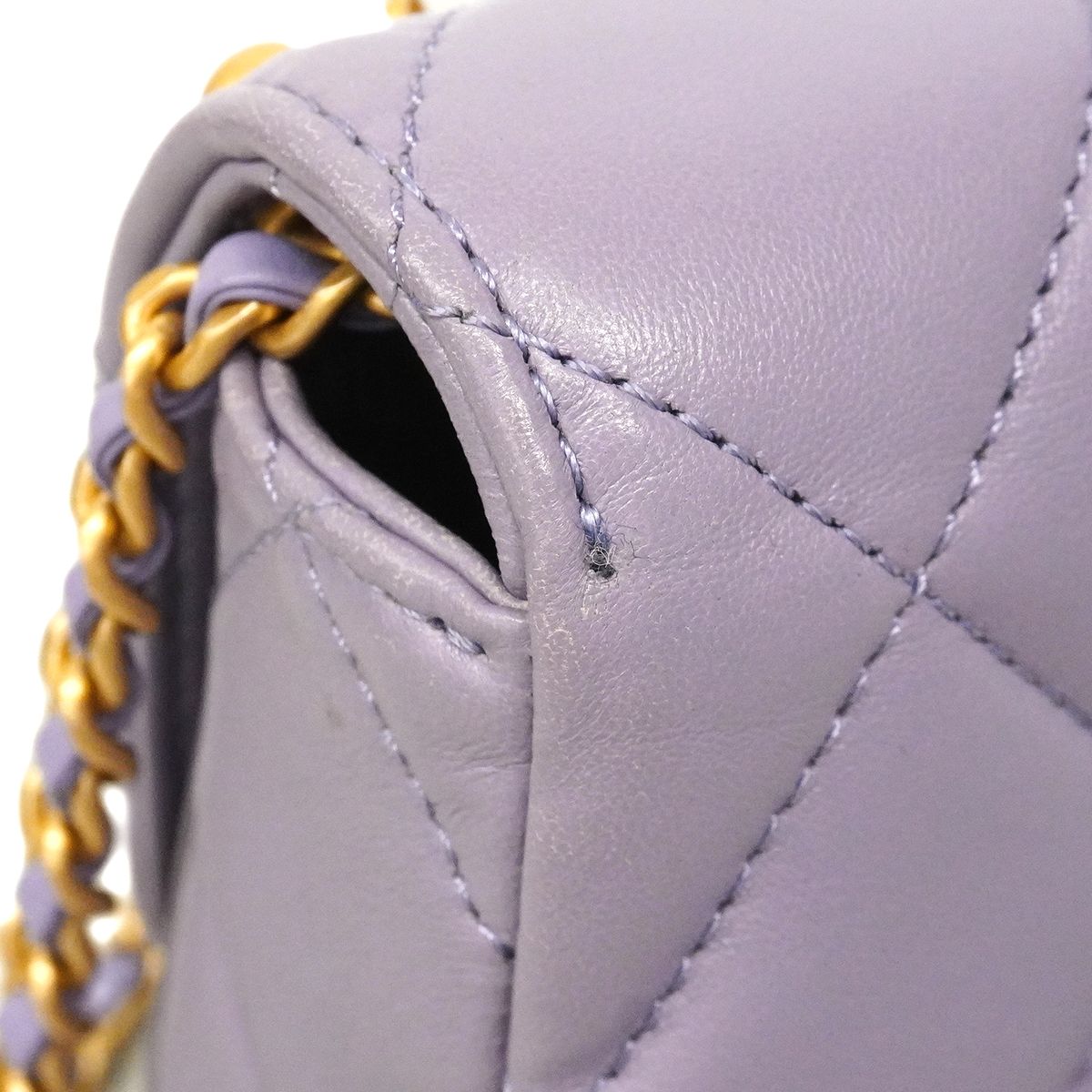 Chanel Shoulder Bag Quilted Lambskin Purple Gold — view 8