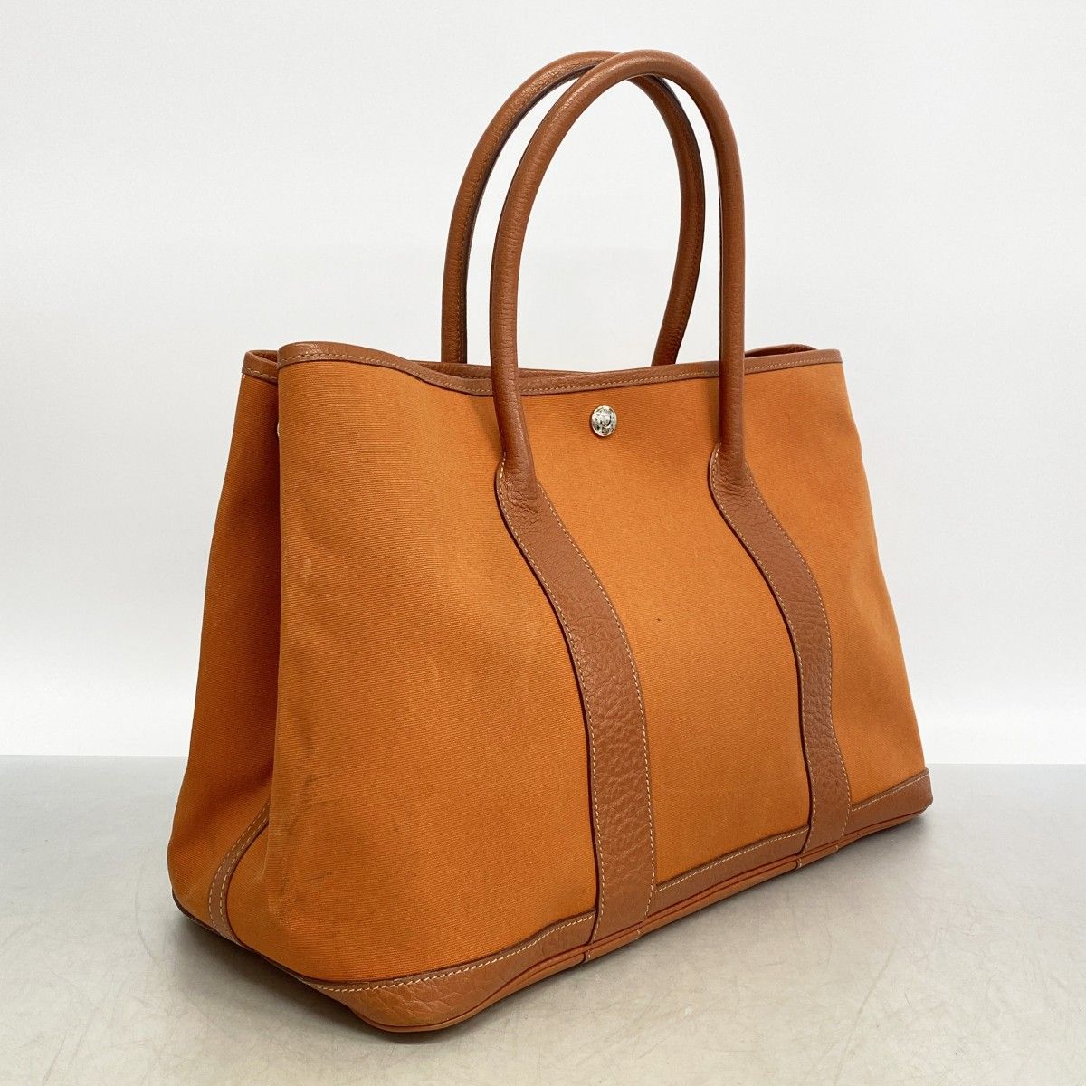 Hermes Tote Garden Party PM Toile Officier Orange Silver — view 2