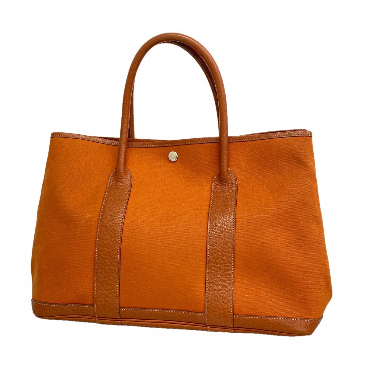 Hermes Tote Garden Party PM Toile Officier Orange Silver
