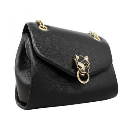 Cartier Shoulder Bag Leather Black Chien Panning Gold — view 2
