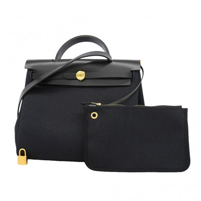 Hermes Handbag Herbag Zip PM Black Gold 2-Way