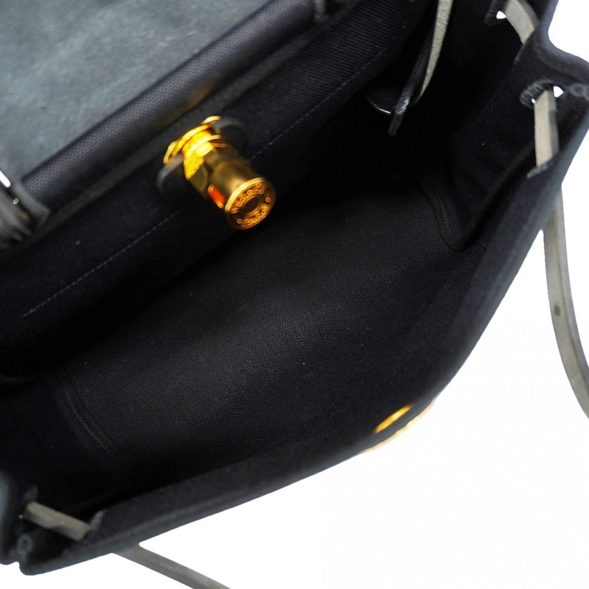 Hermes Handbag Herbag Zip PM Black Gold 2-Way — view 4