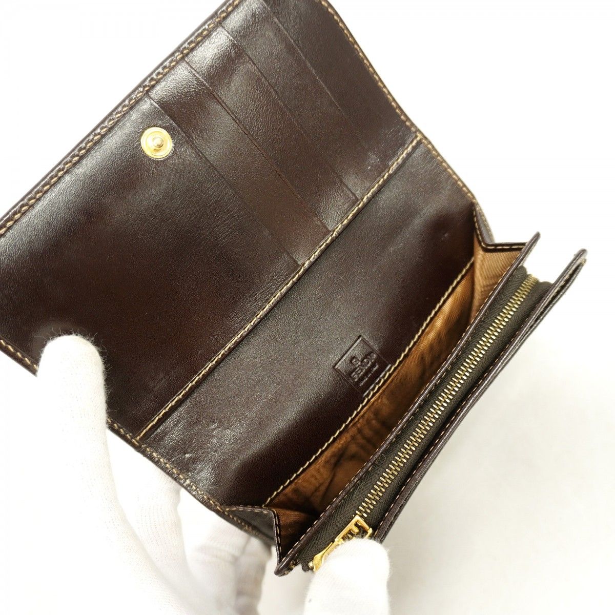 Fendi Wallet Zucca Nylon Canvas Brown Gold — view 4