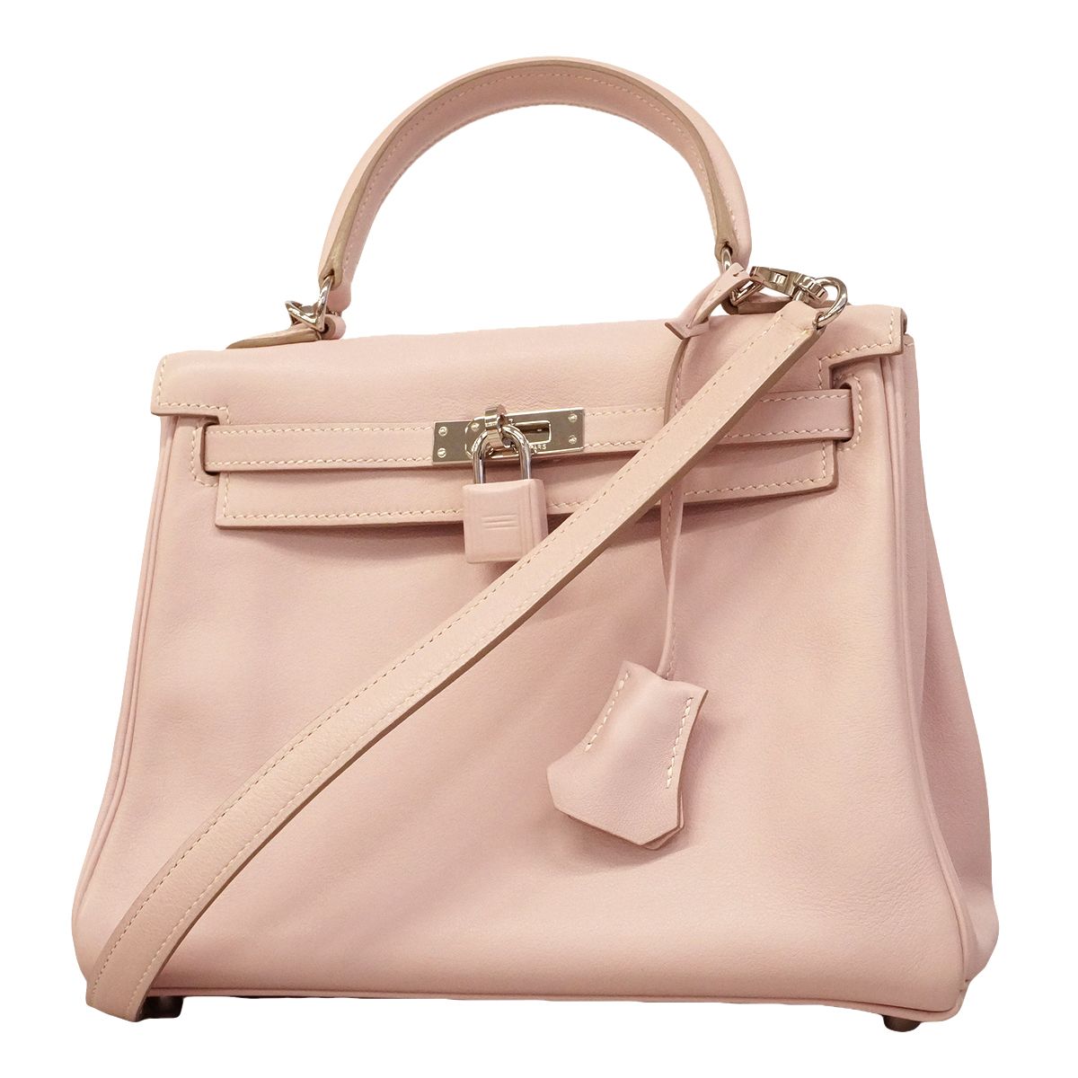 Hermes Handbag Kelly 25 Swift Silver 2-Way
