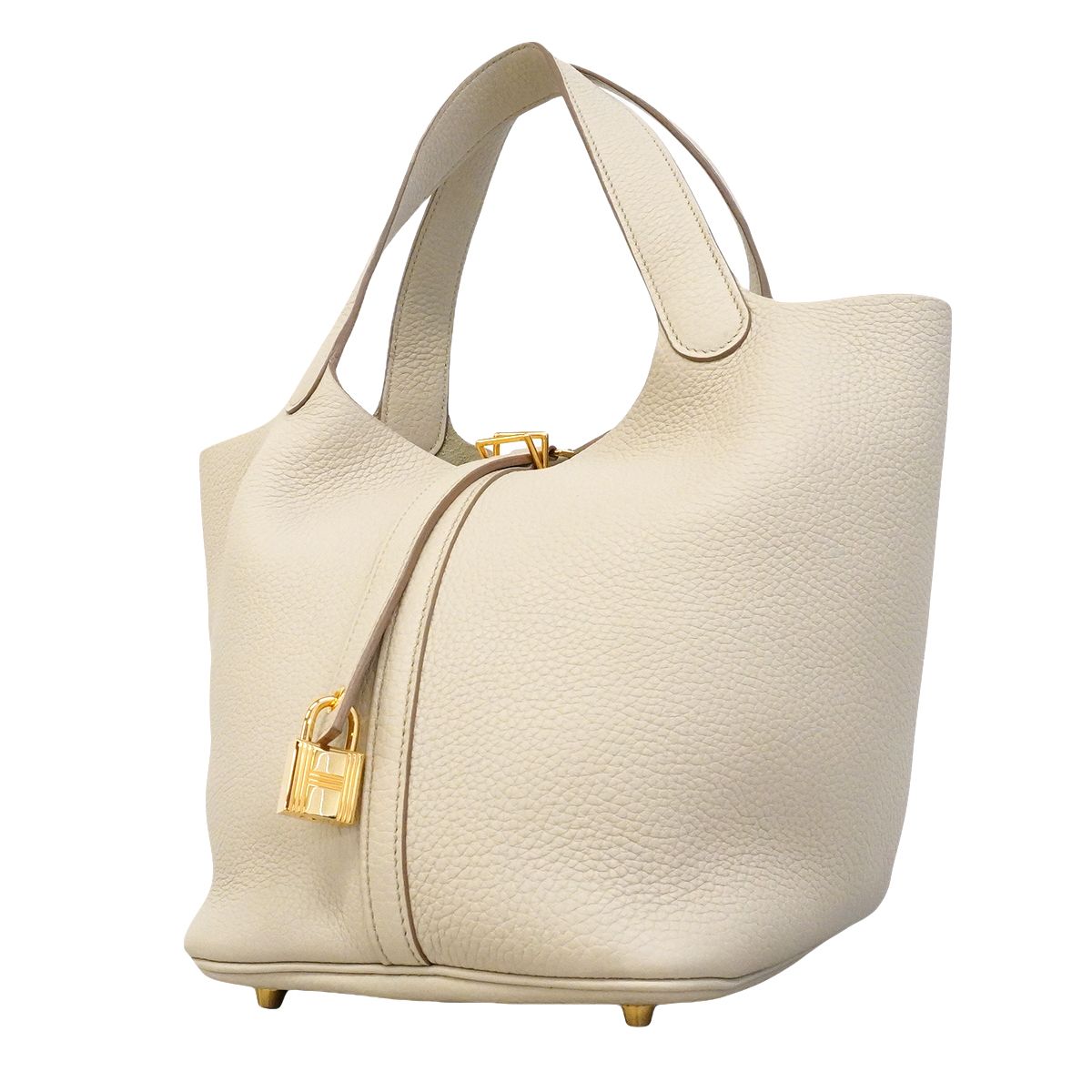 Hermes Handbag Picotin Lock MM Taurillon Clemence Gold