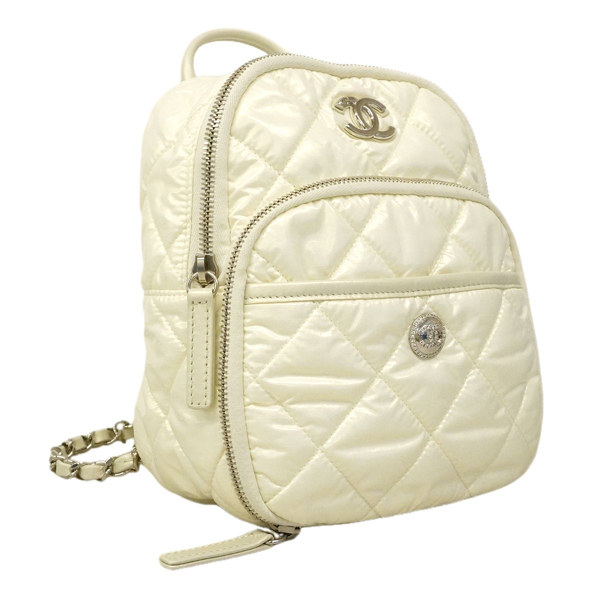 Chanel Backpack Nylon White Silver — view 2