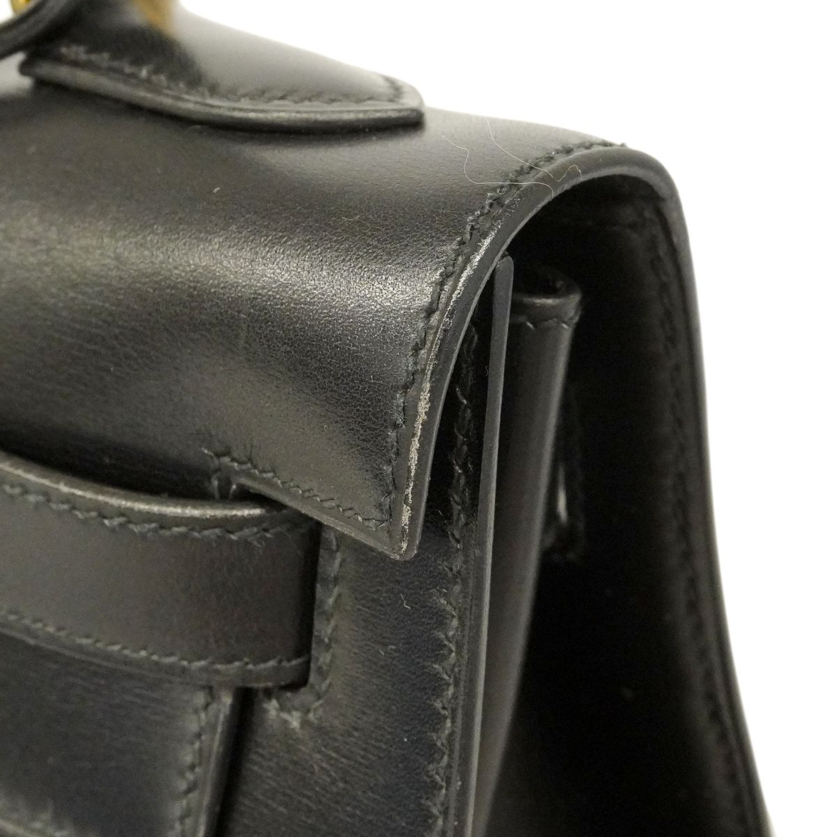Hermes Handbag Kelly 32 Box Calf Black Gold 2-Way — view 6