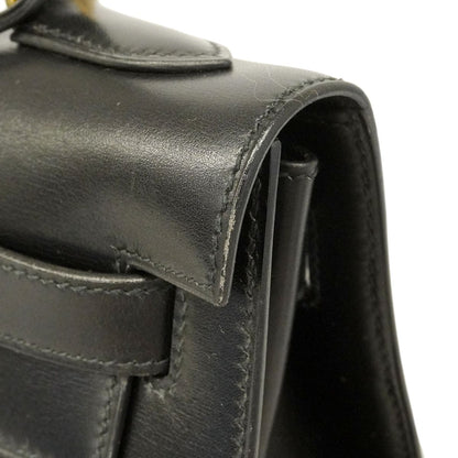 Hermes Handbag Kelly 32 Box Calf Black Gold 2-Way — view 6