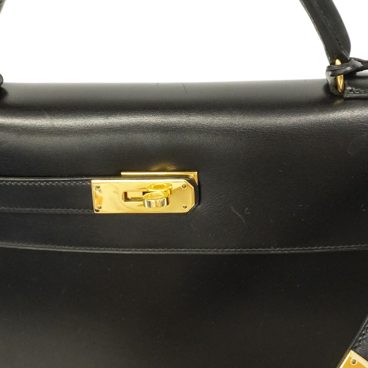 Hermes Handbag Kelly 32 Box Calf Black Gold 2-Way — view 8