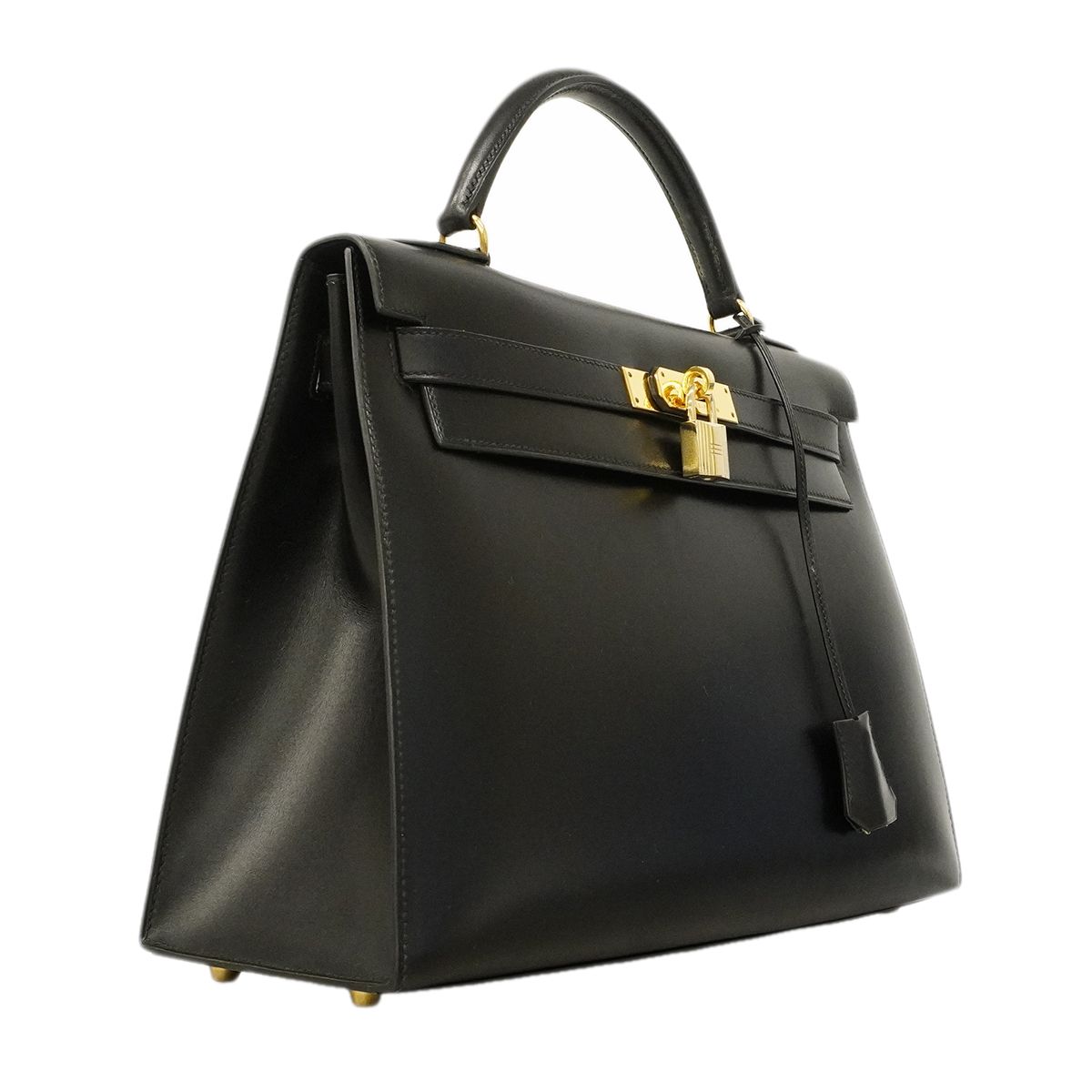 Hermes Handbag Kelly 32 Box Calf Black Gold 2-Way — view 2