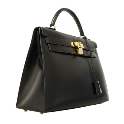 Hermes Handbag Kelly 32 Box Calf Black Gold 2-Way — view 2