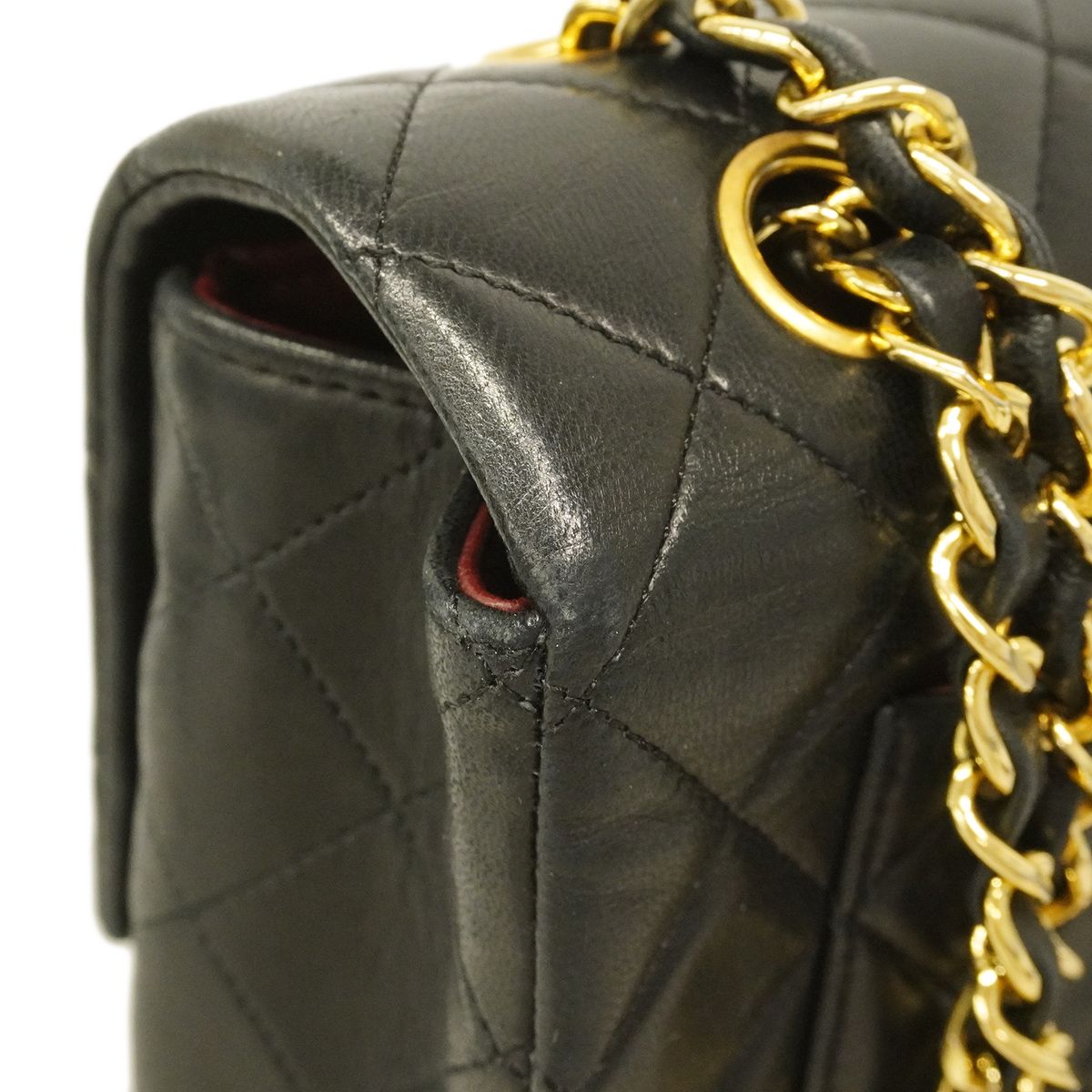 Chanel Shoulder Bag Quilted Lambskin Black Gold — view 6