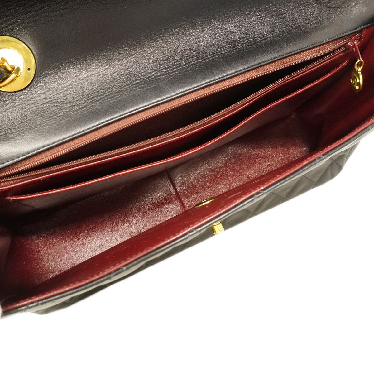 Chanel Shoulder Bag Maxi Quilted Lambskin Black Gold — view 4