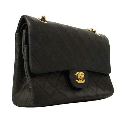 Chanel Shoulder Bag Quilted Lambskin Black Gold — view 2
