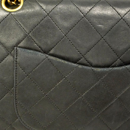Chanel Shoulder Bag Quilted Lambskin Black Gold — view 8